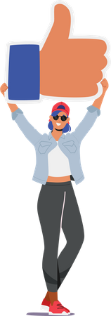 Girl showing thumbs up  Illustration