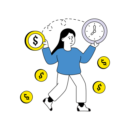 Girl showing Time is money  Illustration