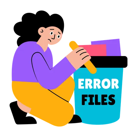 Girl showing trash data  Illustration
