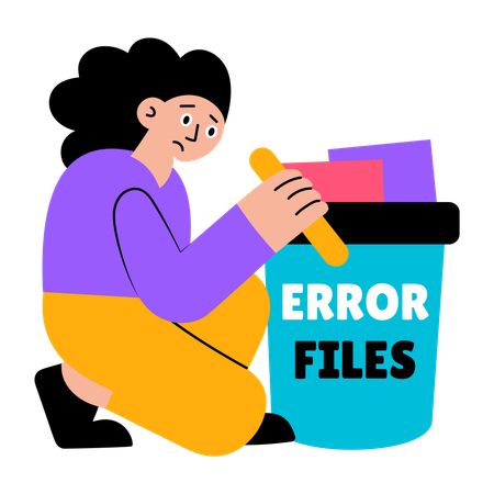 Girl showing trash data  Illustration