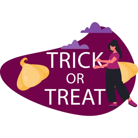 Girl showing trick or treat halloween  Illustration