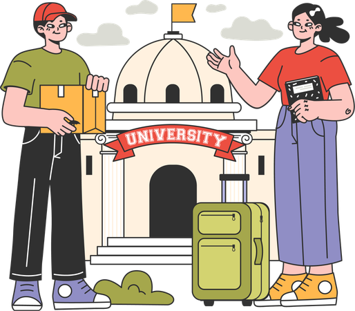 Girl showing university  Illustration