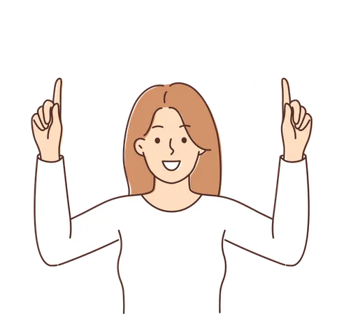 Girl showing up fingers  イラスト
