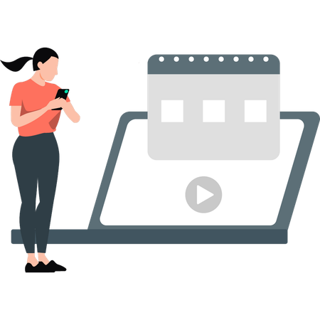 Girl showing video advertisement  Illustration