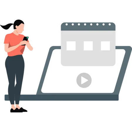 Girl showing video advertisement  Illustration