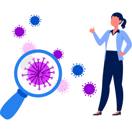 Girl showing virus search  Illustration