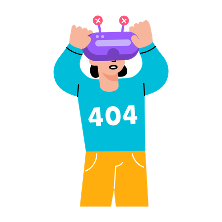 VR 오류를 보여주는 소녀  일러스트레이션
