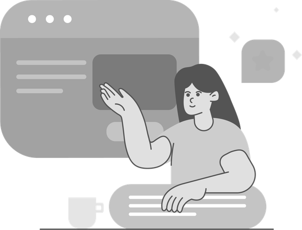 Girl showing Webpage Checking  Illustration