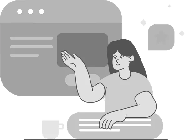 Girl showing Webpage Checking  Illustration