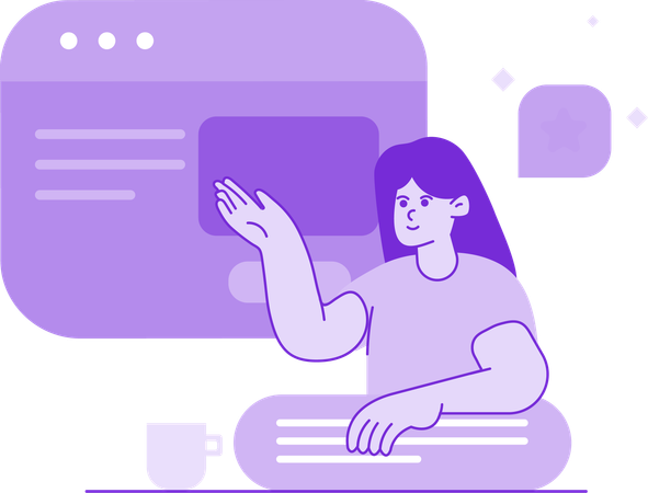 Girl showing Webpage Checking  Illustration