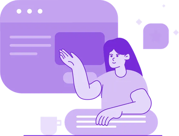 Girl showing Webpage Checking  Illustration