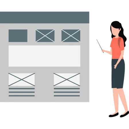 Girl showing website design  Illustration