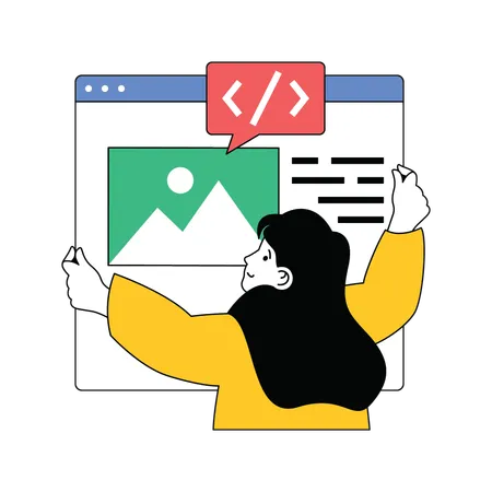 Girl showing website programming  Illustration