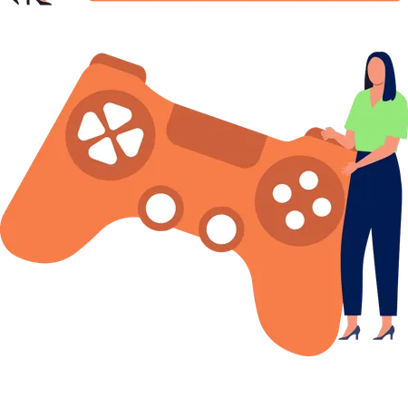 Girl Showing Wireless Game Controller  Illustration