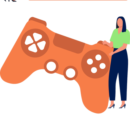 Girl Showing Wireless Game Controller Illustration