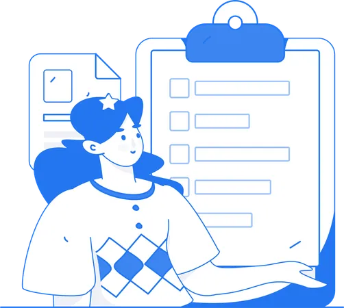 Girl showing Work task list  Illustration