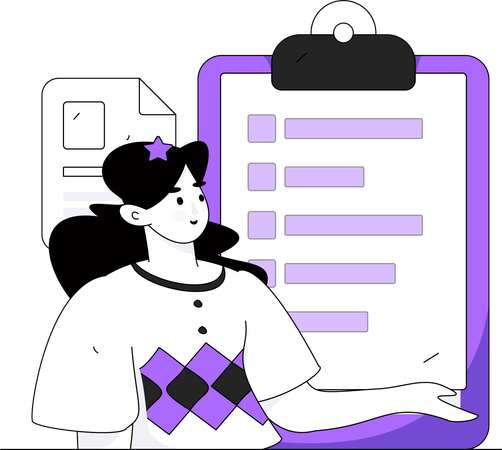 Girl showing Work task list  Illustration