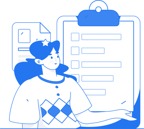 Girl showing Work task list  Illustration