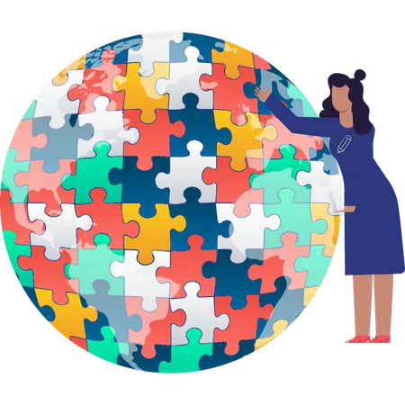 Girl Shows Global Autism Awareness Illustration