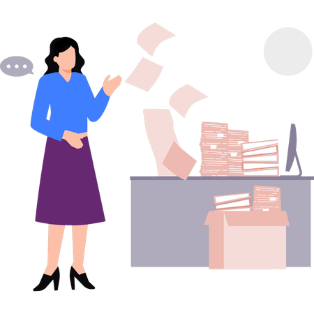 Girl shows the documents of a finance business  Illustration