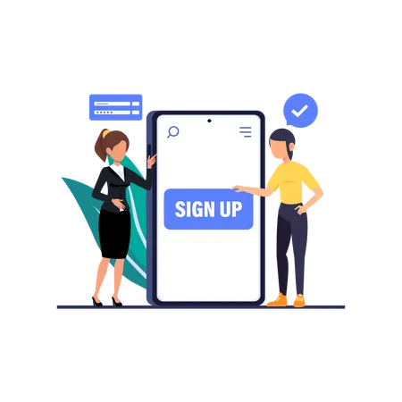 Sign Up Flat Illustration In This Design You Can See How Technology Connect To Each Other Each File Comes With A Project In Which You Can Easily Change Colors And More Illustration