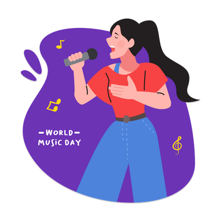 Girl Sing a Song Illustration
