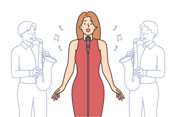 Girl singing  Illustration