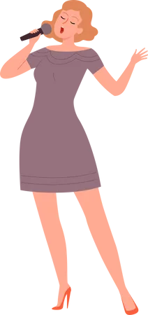 Girl singing in karaoke  Illustration