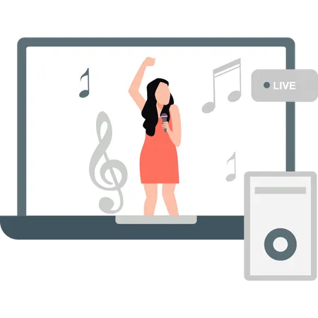 Girl singing live music  Illustration