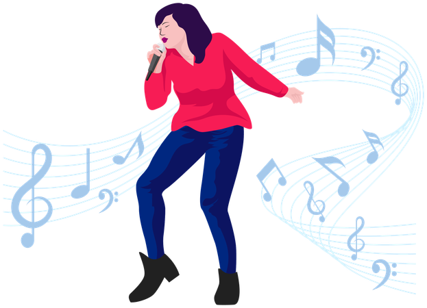 Girl singing song  Illustration