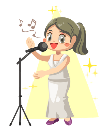 Girl Singing Song  Illustration