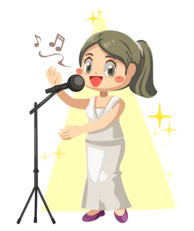 Girl Singing Song  Illustration