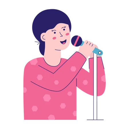 Girl Singing Song Illustration