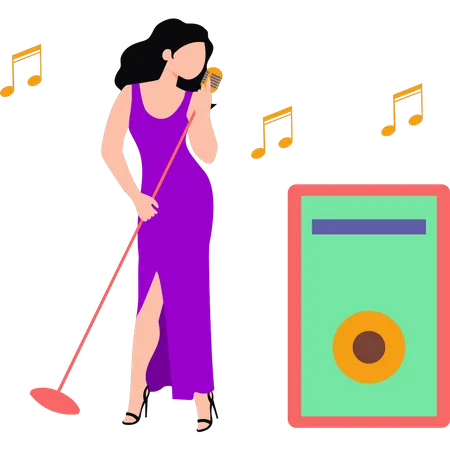 Girl singing song Illustration
