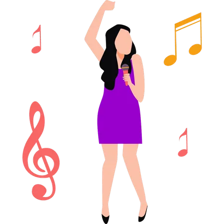 Girl singing song Illustration