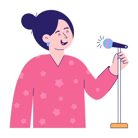 Girl Singing Song  Illustration