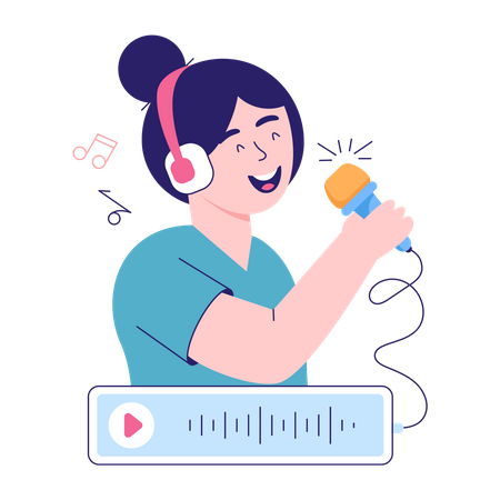 Girl Singing Song  Illustration