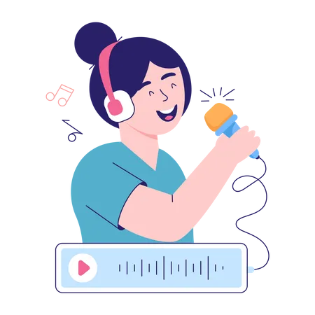 Girl Singing Song  Illustration