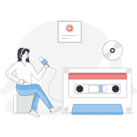 Girl  singing song  Illustration