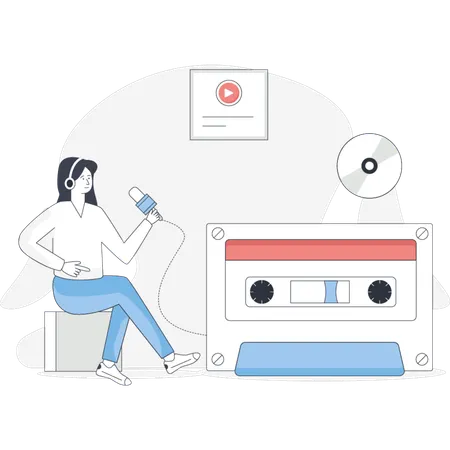 Girl  singing song  Illustration