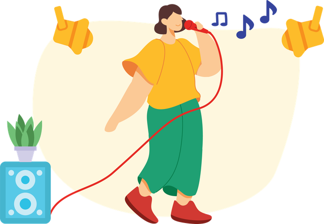 Girl singing song  Illustration