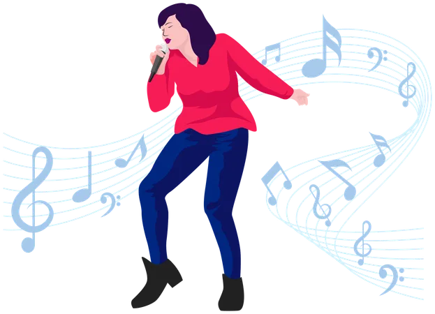 Girl singing song  Illustration