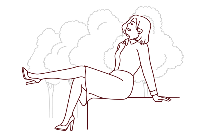 Girl sitting  Illustration