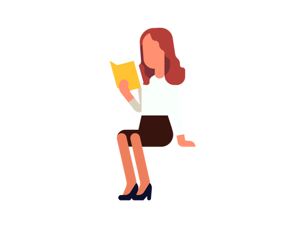 Girl sitting and reading book  Illustration