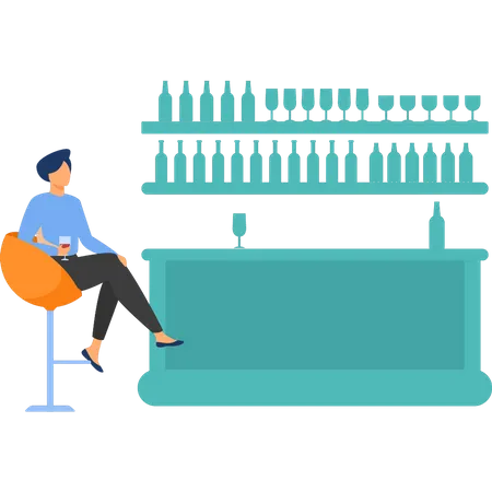 Girl sitting at bar  Illustration