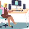 illustration for girl playing games