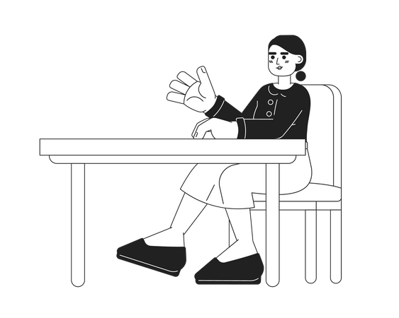 Girl sitting at desk  Illustration