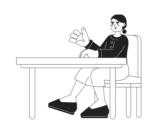 Girl sitting at desk  Illustration