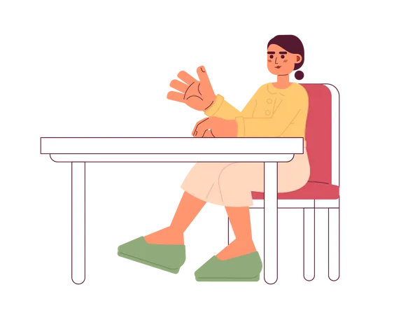 Girl sitting at desk  Illustration