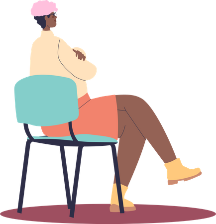 Girl sitting in chair Illustration